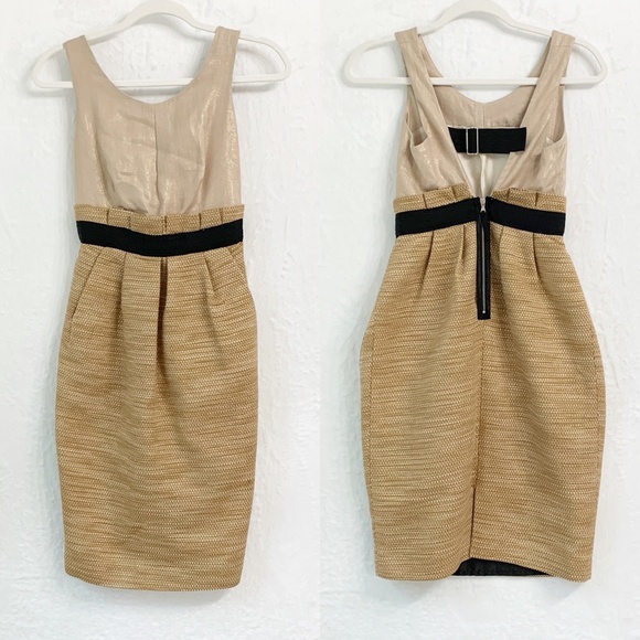 Dolce & Gabbana Gold Foil Tweed Sheath Dress IT Sz 38 = US 2 - Picture 1 of 16